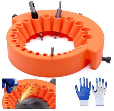 WYYFXY® Bohrerschärfer Werkzeug Orange Farbe Bohrerschleifgerät Schärfgerät 2 bis 13 mm Bohrer Schleifen Vorrichtung Bohrerschärfgerät Bohrer Schleifgerät mit Handschuhe für 125 mm Winkelschleifer