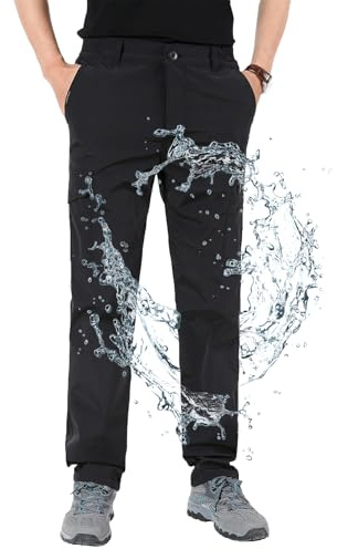 Aotoyou Pantalones de senderismo para hombre, pantalones cargo impermeables de secado rápido, pantalones outdoor, pantalones softshell, pantalones de trekking, pantalones funcionales para hombres con