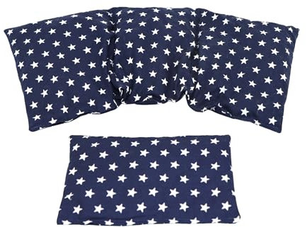 STERNE Kirschkernkissen 2 er Set 3 Kammer + kleines 36 x 18 cm Kirschkernkissen Körnerkissen Wärmekissen XXL Dinkel Weizen Kältekissen Mikrowelle + Backofen (Blau Sterne, Kirschkerne)