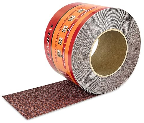 GEOGIEEW Papel de Lija Rollo Grano 320, 93mm x 10m - Diseño Diamante, Lijador de Corindón Paño Suave Papel de Lija Para Trabajos en Madera Metal Acero y Acero Inoxidable