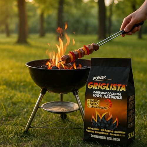 Carbone di Legna 100% Naturale per Barbecue – Sacchi da 2kg – Combustibile Ecologico, Sicuro e a Lunga Durata – Opzione da 1 o 5 Pezzi (1 Sacco da 2 kg)