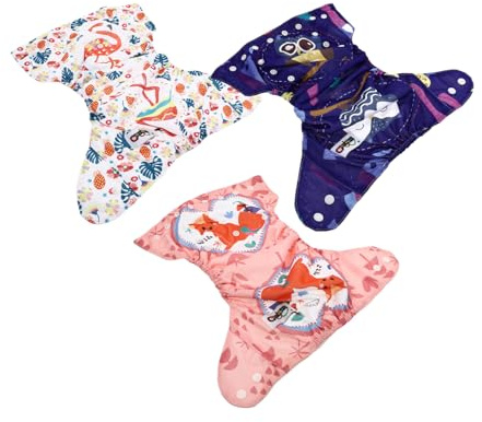 VICASKY 3stücke Babywindelhosen Mit Druckknopfverschluss Wasserdichte Windeln Für Junge Mädchen Bedruckt Langlebige Windeln Hautfreundliches Material Einfach Anzuziehen Geeignet Für