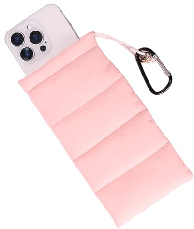 Lyreh Custodia Termica Telefono con Moschettone, Pochette Universale Cellulare Prevenire Congelamento e Surriscaldamento Borsa Isolata Calda Telefono Estende Durata Batteria per Sport Aperto (Rosa)