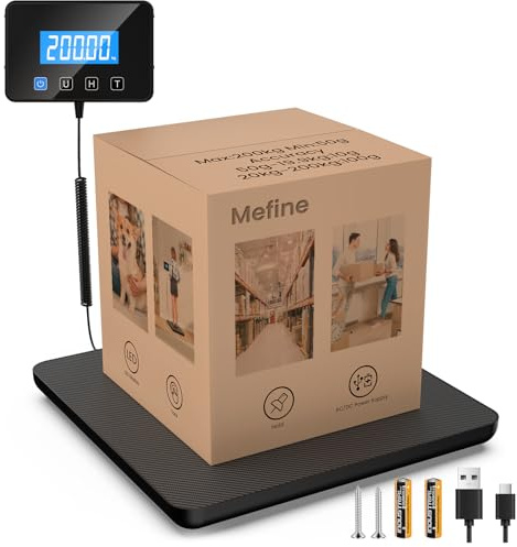 Mefine Balance Colis Pese Personne 200kg, Balance Professionnelle de Precision avec Fonction Maintien & Tare, Pese Colis et Bagages avec Écran LCD Mural, Secteur ou Batterie, pour Entrepôts, Bagages