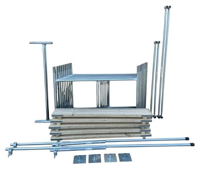 Torre de andamio galvanizada de 5,5 m, kit de base clásica de 4 x 4 pies con tablas de plataforma y estabilizadores para proyectos de renovación y mantenimiento seguros de la construcción