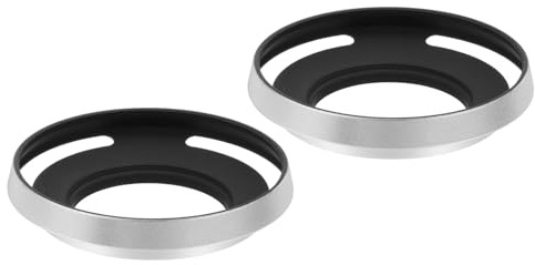 PATIKIL 2 Pezzi Paraluce 37mm, Paraluce Universale Sottile Metallico Curvo Filettato Traforato Per Fujifilm Per Nikon Per Pentax, Argento