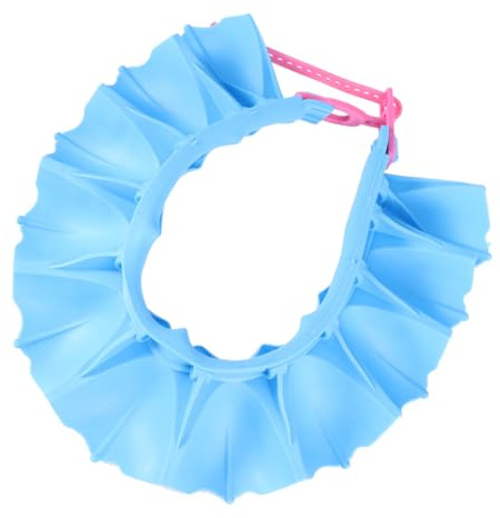DECORNIJIA Adjustable Shower Cap Ear Protector for Hair Wash Shield Shampoo Shield Blue Bath Hat for Boys