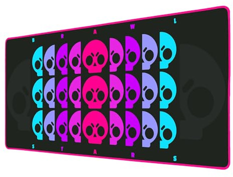 Subsonic - Tappetino per Mouse XXL - Sottomano, Tappetino da Scrivania Brawl Stars 90x40 cm - Superficie liscia Ottimizzata per Sensori, Base Antiscivolo, Bordi Cuciti – Nero