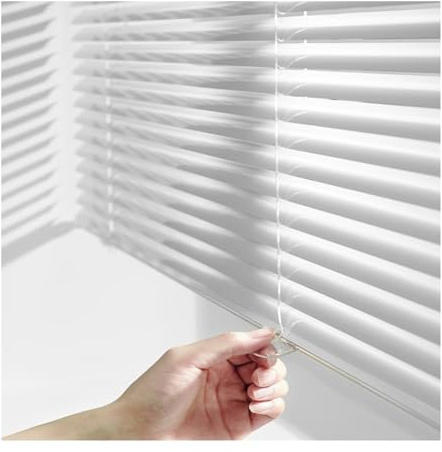 Estor Veneciano de Aluminio Sin Taladro Stores Vénitiens Impermeable Protección Solar y Intimidad Persiana Plegable para Cocina Salón Ventanas Puertas(White,0.95X1.8M)