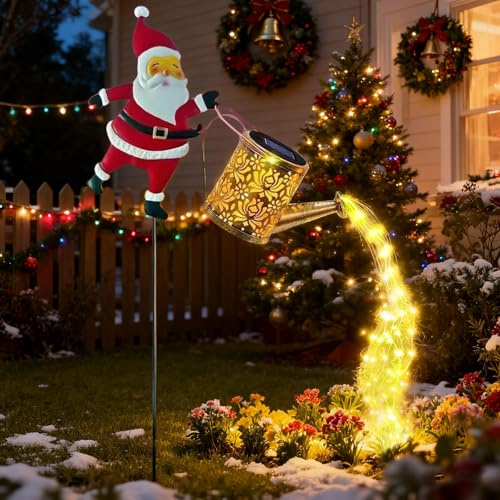 Générique Arrosoir Lumineux Solaire Extérieur avec Père Noël,éTanche LED Lampes Solaires Exterieures Jardin, Deco Noel Lampes LED pour Deco Noel,Jardin,Chemin, Cour Et Terrasse (D)