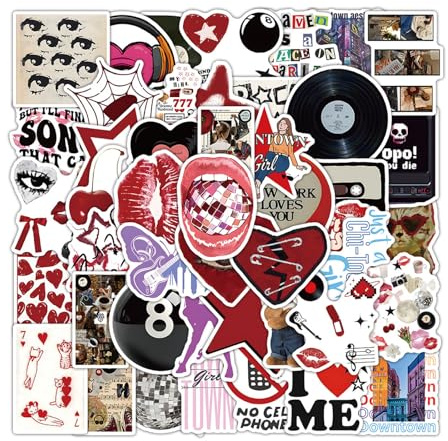 Xanthelle Aesthetic Sticker, 104 Stück Holografische Innenstadt-Mädchen Aufkleber & Y2K Grunge Cute Pinterest Trendy Sticker Pack, für Wasserflaschen, Partygeschenke und Dekorationen