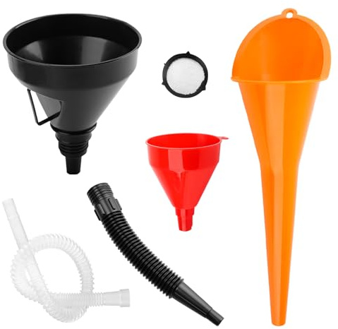 3 Stück Einfülltrichter Set,Öltrichter Auto,Benzin Trichter,Öleinfülltrichter,Rechtwinkliges Flexibles Kunststoff Trichter mit Abnehmbarem Auslauf und Langen Trichtern für Auto,Werkstatt,Haushalt