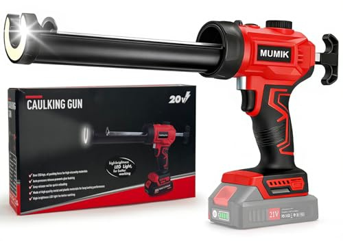 MUMIK Pistola Silicona Bateria, Pistola Silicona Profesional Compatible con 18-21V Makita Batería, Regulación de Velocidad Continua, Luz LED, para Cartuchos de 300 ml