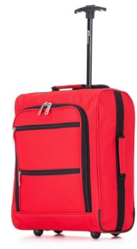 ATX Luggage 45x36x20 Backpack Carry-On Suitcase EasyJet Approved | 2-in-1 Underseat Lightweight Cabin Bag with Wheels | Red