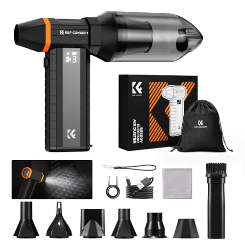 K&F CONCEPT 2 en 1 Soplador y Aspirador de 350,000 RPM con Batería de 10000 mAh, Pantalla LED, Luces y Motor sin Escobillas, Ideal para Teclado, Cámara, PC, Exterior y Hogar