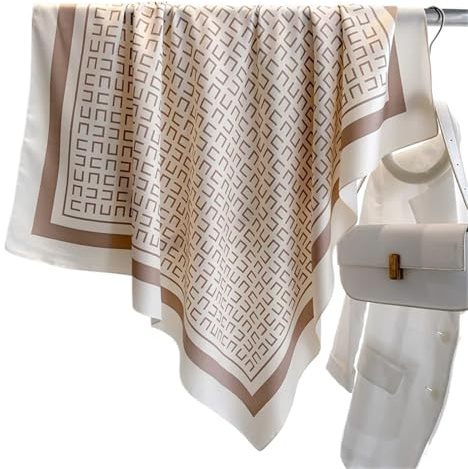 UJEDFHV Seidentücher für Damen 1 stücke 90cm Große Quadratische Seide Twill Schal Einfarbig Gedruckt Sunblock Kopftuch