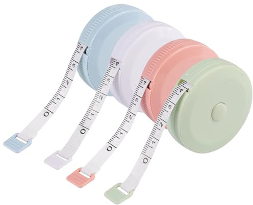 4 Stück Maßband Körper Schneidermaßband für Körpergröße Kleidung Oberweite | 200 cm/79 Zoll Einziehbares Massband Körper, Flexibles Maßband Nähen Measuring Tape zum Messen