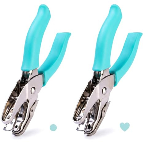 GWEOR 2 Pezzi Perforatore a Foro Singolo,Cerchi e cuori,Punzonatore Manuale in Metallo Strumento,per Carta A4 in Acciaio Inossidabile Fai da Te Ufficio Casa Scuola,3mm,5.5mm