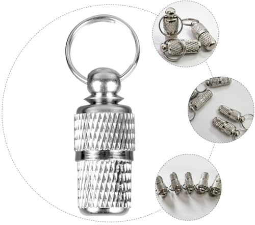 UTHCLO 6 Etiquetas de Identificación para Mascotas en Forma de Cápsula de Latón, Colgantes para Collar en Color Plata, Decorativas y Anti-pérdida para Perros y Gatos