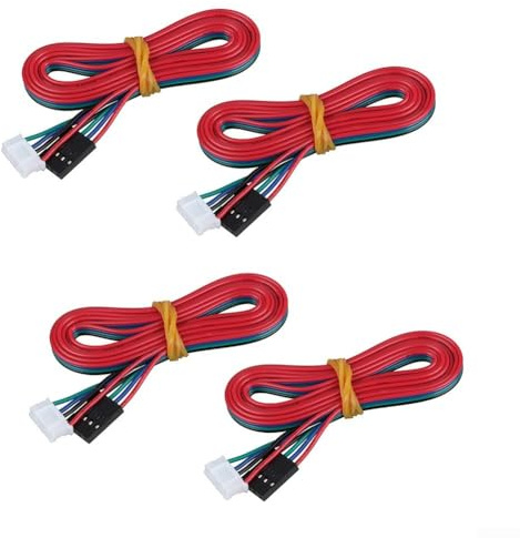 TDCuizent 4-Pack 2M Stepper Motor Cable With 4-Pin To 6-Pin XH Adapter 24AWG Parallel Wire For Printer Accessories 2.0mm 2.54mm Terminal Spacing Flexible ABS Build For 3D Printer Models(Wire)