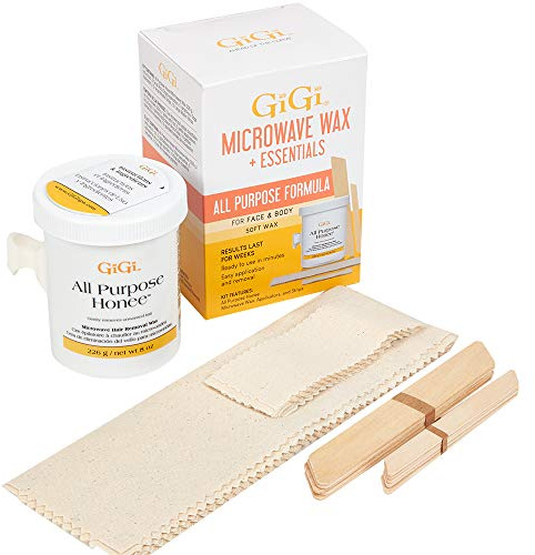 GiGi Microwave All Purpose Honee Soft Wax Kit for Hair Removal, Amber, 8oz