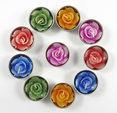 Bougies chauffe-plat et recharges pour porte-bougies comprenant 10 bougies parfumées en forme de rose