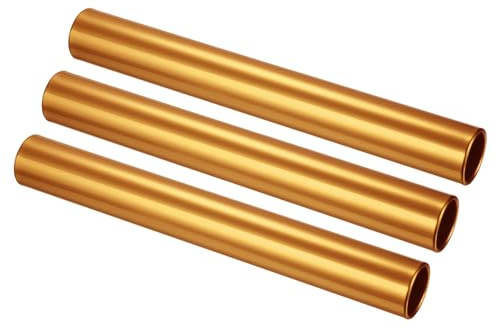PATIKIL Relay Track Baton, 3 Pack Aluminum Alloy Tube Field Running Race Stick for Outdoor Athletics Sport Game Tool, Gold