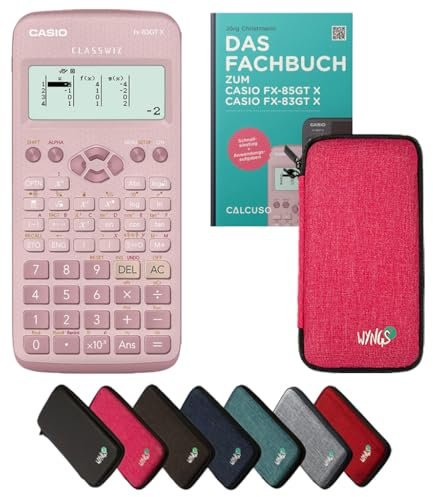 Casio fx-83GT X Incl. Funda Protectora Rosa y Libro especializado (64 páginas, DIN A5) – Calculadora científica – Smart Set (Alemán)