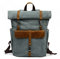 FANDARE Rolltop Rucksack Leinwand Schulrucksack Laptop Handgepäck Rucksack Herren Damen mit 15.6 Zoll Laptopfach Rucksäcke zum Business Arbeit Reise Schulranzen Daypacks See grün