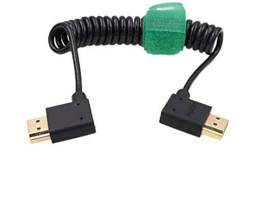 Hangton 4K 60p 8K tunn spiral HDMI-kabel för So-ny A7M4 ATOMOS Shinobi Ninja V Portkeys BM5 FEELWORLD Blackmagic Monitor ZCAM Ca-non Ni-kon kamera typ A HDMI 2.1 höger vänster vinkel
