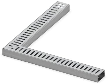 MaTaDa® Ecke 50x50cm für Entwässerungsrinne Fassadenrinne Terrassenrinne aus Edelstahl extra flach