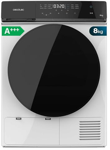 Cecotec Asciugatrice Pompa di Calore - 8kg -Bolero DressCode Dry 8400 A+++. 600W, Basso Consumo, Full Touch, Stiro Facile, 15 Programmi, Asciugatura Automatica e Tamburo Acciaio Inox