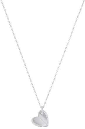 s.Oliver Kette mit Anhänger 925 Sterling Silber Damen Halsschmuck, mit Zirkonia synth., 42+3 cm, Silber, Herz, Kommt in Schmuck Geschenk Box, 2035756
