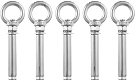 QUARKZMAN Perno de Ojo de Expansión con Anillo de Elevación, 5 Piezas M10X100mm de Acero Inoxidable 304, Tornillo de Expansión para Pared de Concreto y Ladrillo