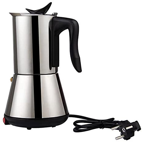 Cafetera francesa Estufa eléctrica Espresso Maker Moka Pot 6Cups Percolator Coffee Pot Eléctrico Acero inoxidable Classic Cafe Maker para regalos para amantes del café Café de la mañana Prensa frances