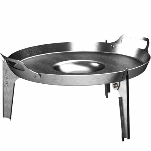Masuria Plancha für Rauchfreie Feuerschale Alpha 600 - Hergestellt in EU - aus hochwertigem Edelstahl - Perfekt für Grillen und Braten im Freien