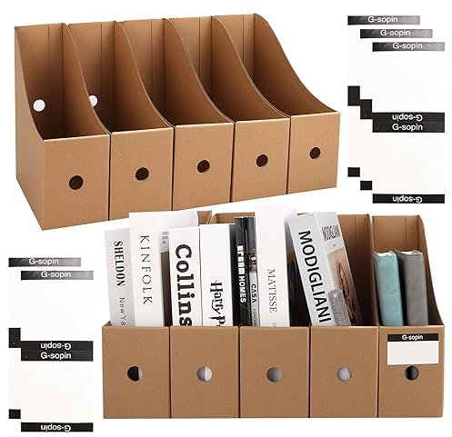 DAJAVE Magazine File 10 Stück Zeitschriftensammler aus Kraftpapier Stehsammler A4 Pappe, Stehordner Pappe A4, Schreibtisch Organizer für Datei Ordner Schreibwaren Bürobedarf,einfache Lagerung