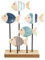 Figura decorativa pesci in legno: banco da appoggio stile marino, per casa tema mare, arredamento bagno, soggiorno, estate, spiaggia, mare, decorazioni marine, 26 x 18 x 6 cm
