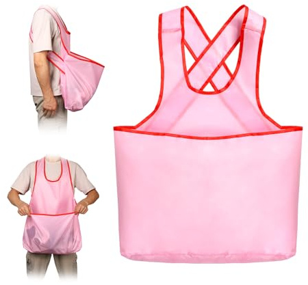 lasuroa Portable Clothes Drying Apron, 31.1x21.65x0.79in Laundry Apron with Large Pocket Clothes Hanging Pouch Oxford Sleeveless Laundry Apron Clothes Drying Apron for Cloth Drying Fruit Picking(Pink)