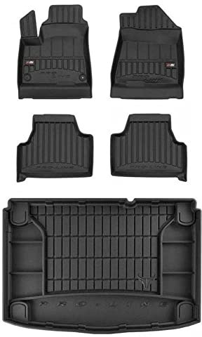SMK Satz Gummifußmatten und Kofferraummatten passend für Kia Soul EV II ab 2019 Verbessern Sie Ihren Reisekomfort mit Antirutschmatte Auto 3D- Allwetter fußmatten Auto, Schutz vor Verschmutzung