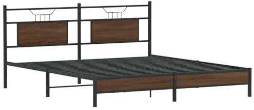 vidaXL Sängram utan madrass brun ek 183x203 cm konstruerat trä, sovrumsmöbler, dubbelsäng, sängbotten, säng, dubbelsängram, sovrumsmöbler
