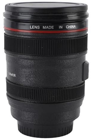 Baxnore Camera Lens Coffee Mug, 420ml Photographer Travel Cup with Lid, Realistic 24-105mm PP Material, Leakproof Multipurpose Drinkware, Office Photography Enthusiasts