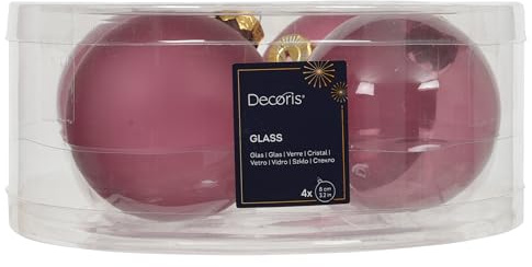 Bolas de Navidad de vidrio de 8 cm, 4 unidades - mate y brillante transparente - Grandes bolas para el árbol de Navidad para Navidad - Adornos para el árbol de Navidad y decoración para el árbol de