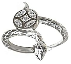 Anillo de serpiente de plata de ley 925 con dije de moneda giratoria, estilo coreano, minimalista, ajustable, símbolo de riqueza, joyería del zodiaco para mujeres y hombres (plata)