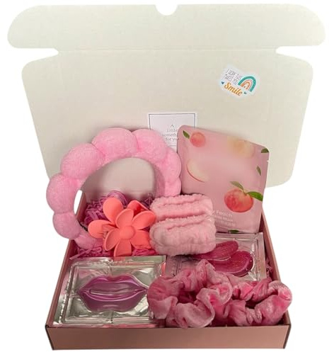 Pink Hug In A Box Selfcare Kit Set Relaxing Pamper Hamper Spa Gift for Her – Luxury Beauty & Self Care Treat Relax Pampering Facemask Skincare Girlfriend Wife Daughter Ladies Women Sleepover Birthday