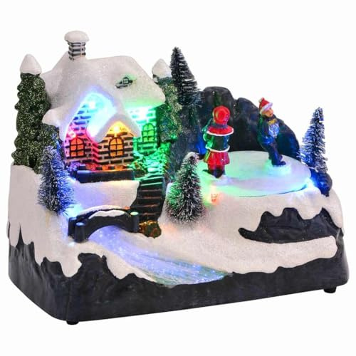 Ordellia Weihnachts Tischdeko Mehrfarbig aus Kunststoff 16 x 11,5 x 13 cm, Modelldorf Miniaturdorf mit Weihnachtsdorf, Winterdorf, Dorflandschaft und Festtagsdeko für Innenräume