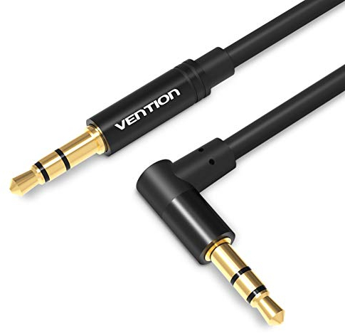 VENTION Câble auxiliaire à angle droit de 3,5 mm mâle vers mâle - Câble auxiliaire à 90 degrés - Compatible avec autoradios, smartphones, haut-parleurs, écouteurs, etc