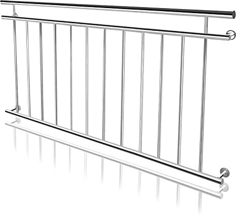 NAIZY Ringhiera del balcone alla francese Ringhiera del balcone in acciaio inossidabile Ringhiere alte 90 cm Ringhiera per terrazzo φ38mm Protezione balcone Griglia per balcone, 156cm di lunghezza