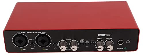 USB Sound Card,External Sound Card for Laptop,24 Bit 192kH HD Sound Card with Gain Knob for PC Smartphones Guitars Mic Headphones,Low Cut High Pass Filter
