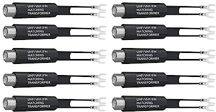VOANZO 10PCS Adattatore da 75 Ohm a 300 Ohm UHF VHF FM Balun Antenne Trasformatore Convertitore Adattatori con F Femmina Jack per TV Radio Antenna coassiale
